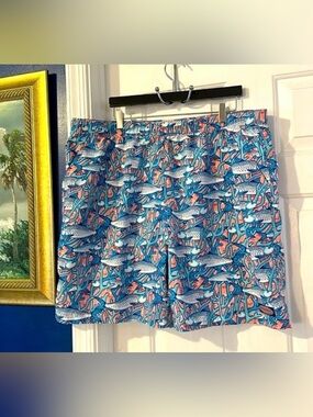 Men’s Vineyard Vines Bonefish In Coral Chappy Swim Trunks Size XXL